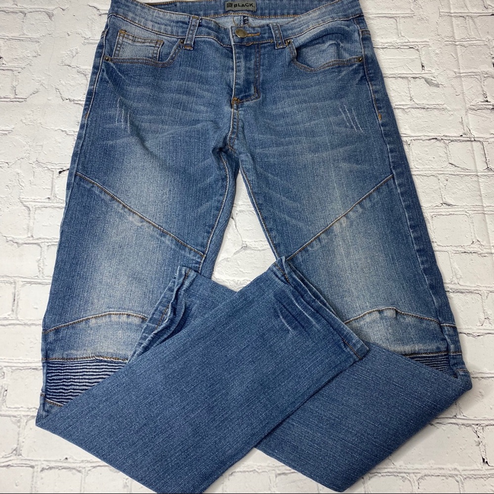 CJ Black Skinny Flex Moto Jeans Light-Medium Wash